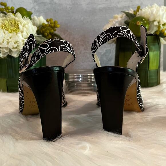 NEW Circa Joan & David Floral Embroidered Flowers Slingback Black White Heels S… - Picture 11 of 16
